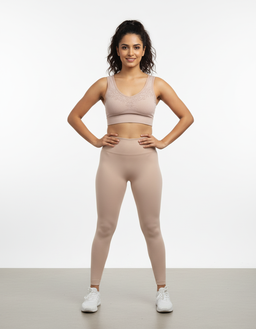 Figo Women Seamed Comfort Sports Bra Imported – Nude Brown (Everyday Wear)