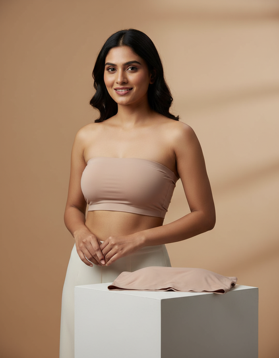 Women’s Seamless Tube Top / Bandeau Bra – Nude Brown