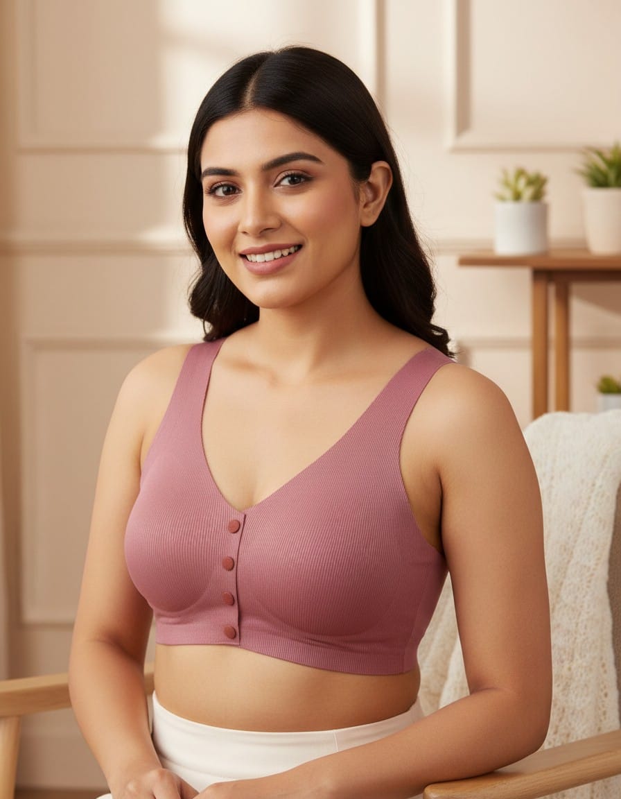 Figo- Comfort Seamless Paded front Button Bra